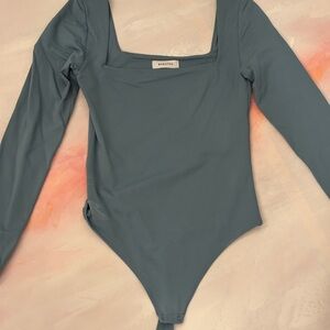 Aritzia Babaton Square Neck Long Sleeve Bodysuit in Blue